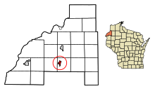 Áreas incorporadas y no incorporadas de Wisconsin del condado de Burnett Sirena resaltada.svg