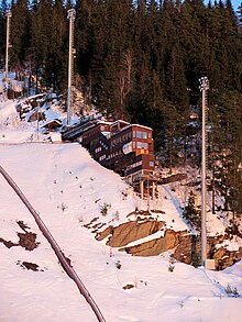 Judges' observation tower next to the hill in Vikersund, 2010 Buskerud Vikersund ski jumping hills - judges tower 2010-03-13 K185 1a.jpg