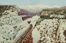 Cajon summit and the Santa Fe Railroad, c. 1919. From a Fred Harvey Co. tourist brochure. Cajon summit, c. 1919.tiff