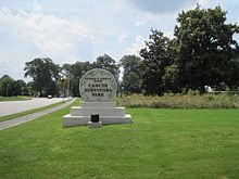 Signage for the park in Memphis, Tennessee Cancer Survivors Park Memphis TN 01 sign.jpg