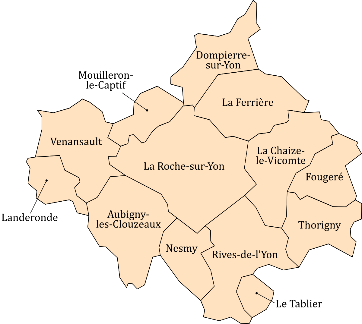 la roche sur yon carte