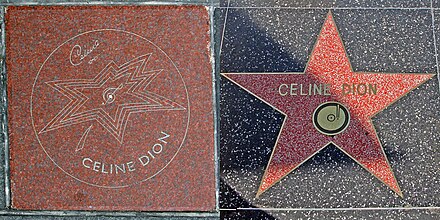Dion's stars on Canada's Walk of Fame and the Hollywood Walk of Fame