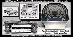 GM Delco Transistorized "Hybrid" (vacuum tubes and transistors), first offered as an option on the 1956 Chevrolet Corvette car models