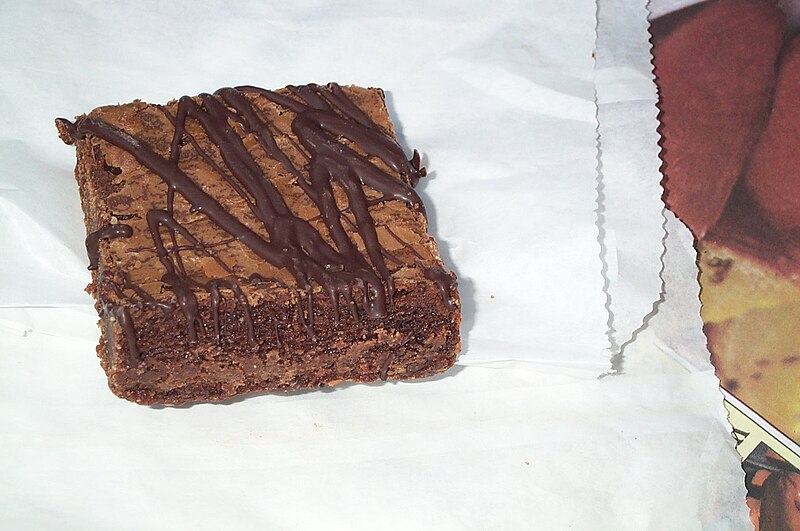 File:Chocolate brownie on wrapper.jpg