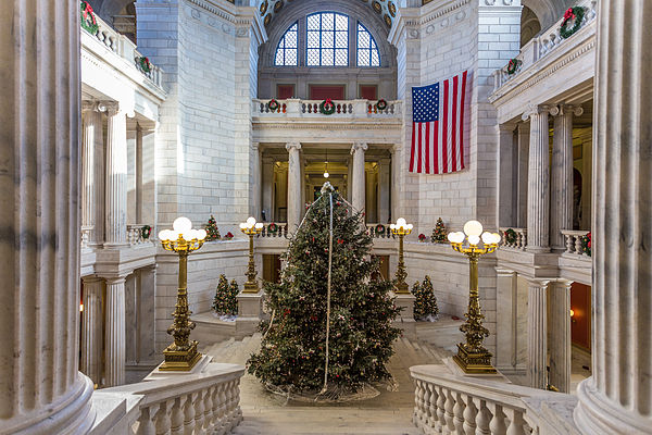 The Rhode Island State House Christmas tree