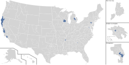 Map of the Congressional Freethought Caucus in April 2023. Congressional Freethought Caucus in the 118th Congress.svg