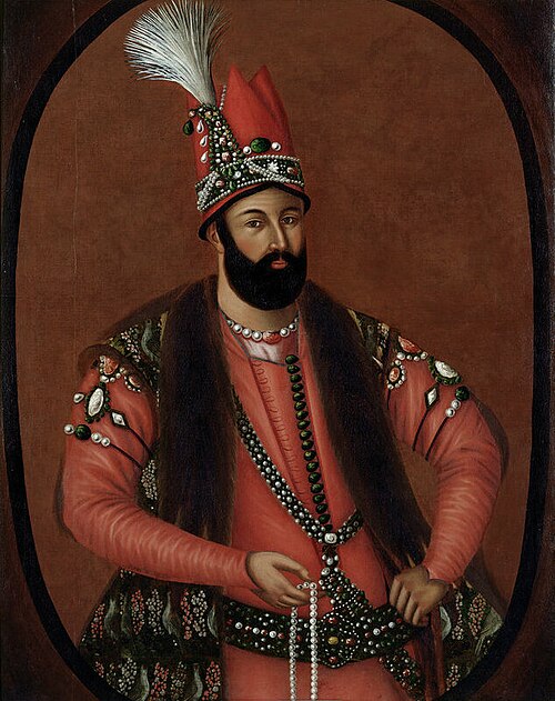 Contemporary portrait of Nader Shah. Artist unknown, created in c. 1740 in Iran. Now located in the British Library in London.