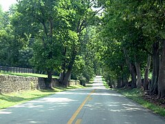 Narrow country roads bounded by stone and wood plank fences are a fixture in the Bluegrass region.
