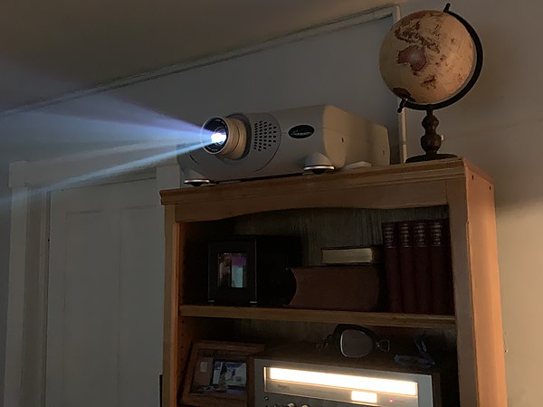 DLP type home theatre projector in use