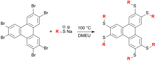 Synthesis of columnar triphenylene LCs in DMEU