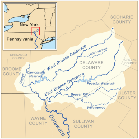 The headwaters of the Delaware River, including the river's East and West Branches and other tributaries
