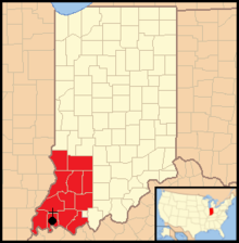 Carte du diocèse d'Evansville