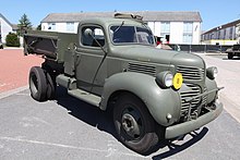 While retaining the Dodge cab, for CMP specification this D15 is right hand drive, standardised rear body, and has a roof hatch. Dodge D 15.jpg