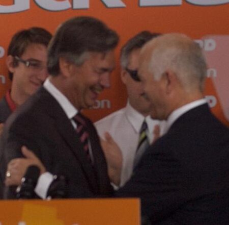 Doer with NDP leader Jack Layton during the 2008 federal election.