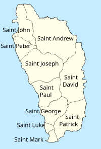Dominica, administrative divisions - en - monochrome.svg