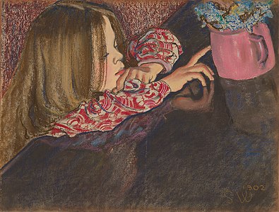 Stanisław Wyspiański Dziewczynka z wazonem z kwiatami, 1902