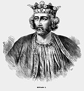 Illustration du roi d'Angleterre Édouard Ier portant une couronne.