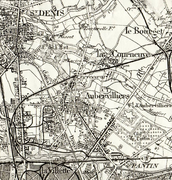 Aubervilliers en 1888. Carte d'état-major.