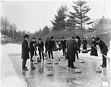 Family of William Rennie, curling, Swansea, Christmas day, 1904. Family of William Rennie, curling party, Swansea, Ontario, Canada.jpg