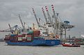 Feeder ship Norderoog in front of the Container Terminal Tollerort in October 2013