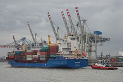Feeder ship Norderoog - Port of Hamburg, Container Terminal Tollerort.jpg