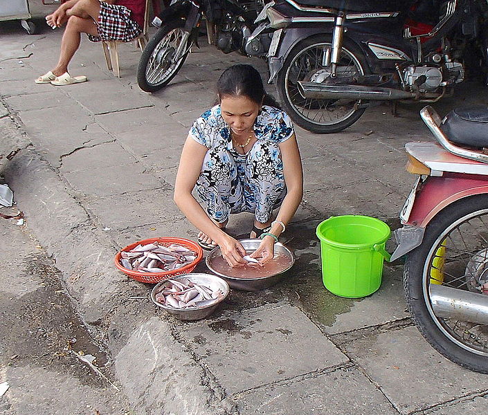 File:Female cleaning fish squatting.jpg