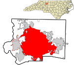 Forsyth County North Carolina incorporated and unincorporated areas Winston-Salem highlighted.svg