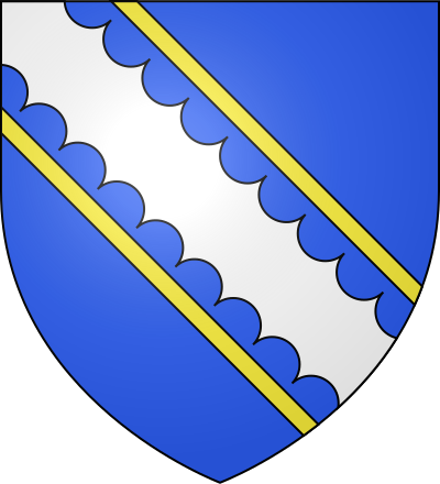 Arms of Fortescue: Azure, a bend engrailled argent plain cottised or. Motto: Forte Scutum Salus Ducum ("A Strong Shield is the Salvation of Leaders")[1]