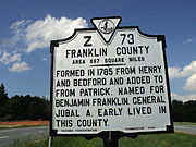 Franklin County Virginia historic marker