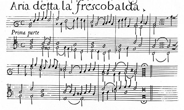 Facsimile of Aria detta la Frescobalda (1627), the earliest known set of variations on an original theme