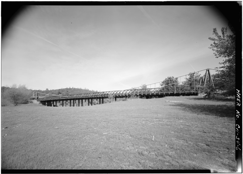 File:GENERAL ELEVATION VIEW, LOOKING NORTH - Bidwell Bar Suspension Bridge and Stone Toll House, Near Lake Oroville (moved from fork of Feather River), Oroville, Butte County, CA HAER CAL,4-ORO.V,1-6.tif