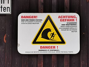 Wolfratshausen — Schlederleiten (Warnschild bei Flosslände) 2021