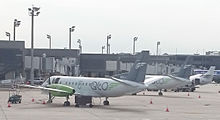 GLO aircraft on the tarmac at the airline's main hub, Louis Armstrong New Orleans International Airport