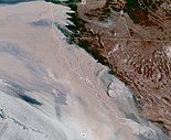 Satellite image of the wildfires burning in California and Oregon on 9 September