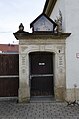 Courtyard gate with pedestrian gate