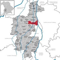 Läget för Gersthofen i Landkreis Augsburg