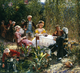 <i>In the Arbour</i> 1882 painting by Aleksander Gierymski