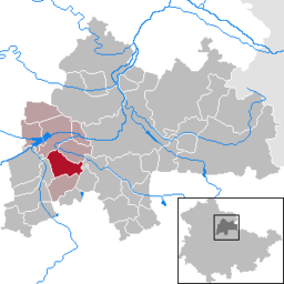 Läget för kommunen Hassleben i Landkreis Sömmerda