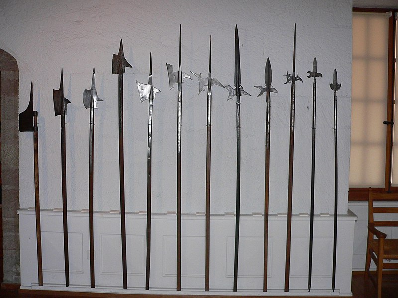 A series of pole mounted weapons called halberts
