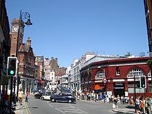 Hampstead tube station at the junction with Hampstead High Street HampsteadUndergroundSt06.jpg