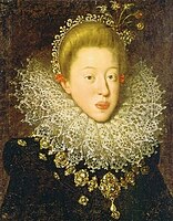 Hans von Aachen. Portrait of Archduchess Maria of Austria (1584–1649) label QS:Len,"Portrait of Archduchess Maria of Austria (1584–1649)" label QS:Lpl,"Portret Arcyksiężnej Marii Austriaczki (1584-1649)" label QS:Lfr,"Portrait d'archiduchesse Marie d'Autriche (1584-1649)" . Lviv National Art Gallery (identified as a portrait of Constance of Austria by Hans von Aachen).