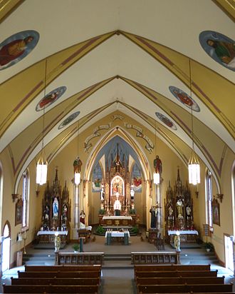 Interior Holy Trinity Catholic Church (Trinity, Indiana) - nave, view from the loft 2.jpg