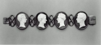 Bracelet with cameo portraits of four sons of Jonathan and Jane Hunt, carved by artist William Morris Hunt, Museum of Fine Arts, Boston