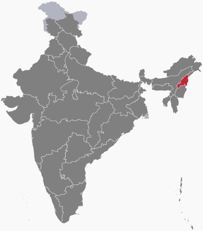 Situation du Nagaland sur une carte de l'Inde