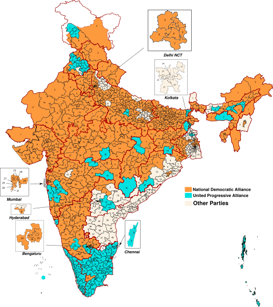 File:Indian General Election 2019 by alliance.svg