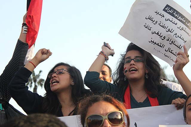 A women's rights protest in Egypt, 2011