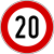 Italian traffic signs - old - limite di velocità 20.svg