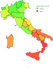 GDP per capita 2018, EUR Italy, provinces by GDP.svg
