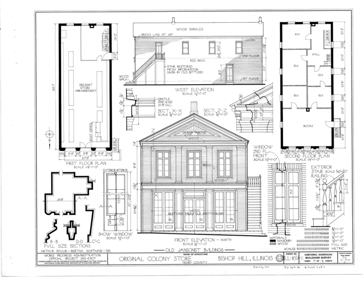 File:Jansonist Colony, Colony Store and Post Office, Main and Bishop Hill Streets, Bishop Hill, Henry County, IL HABS ILL,37-BISH,3- (sheet 1 of 1).png