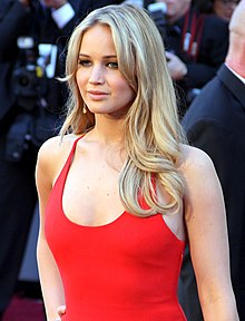 A photograph of Jennifer Lawrence looking away from the camera